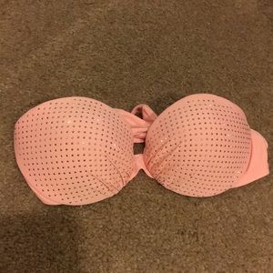 Strapless pastel pink with rhinestone bikini top